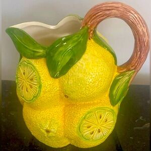 Italian Bassano Ceramic Lemon Pitcher